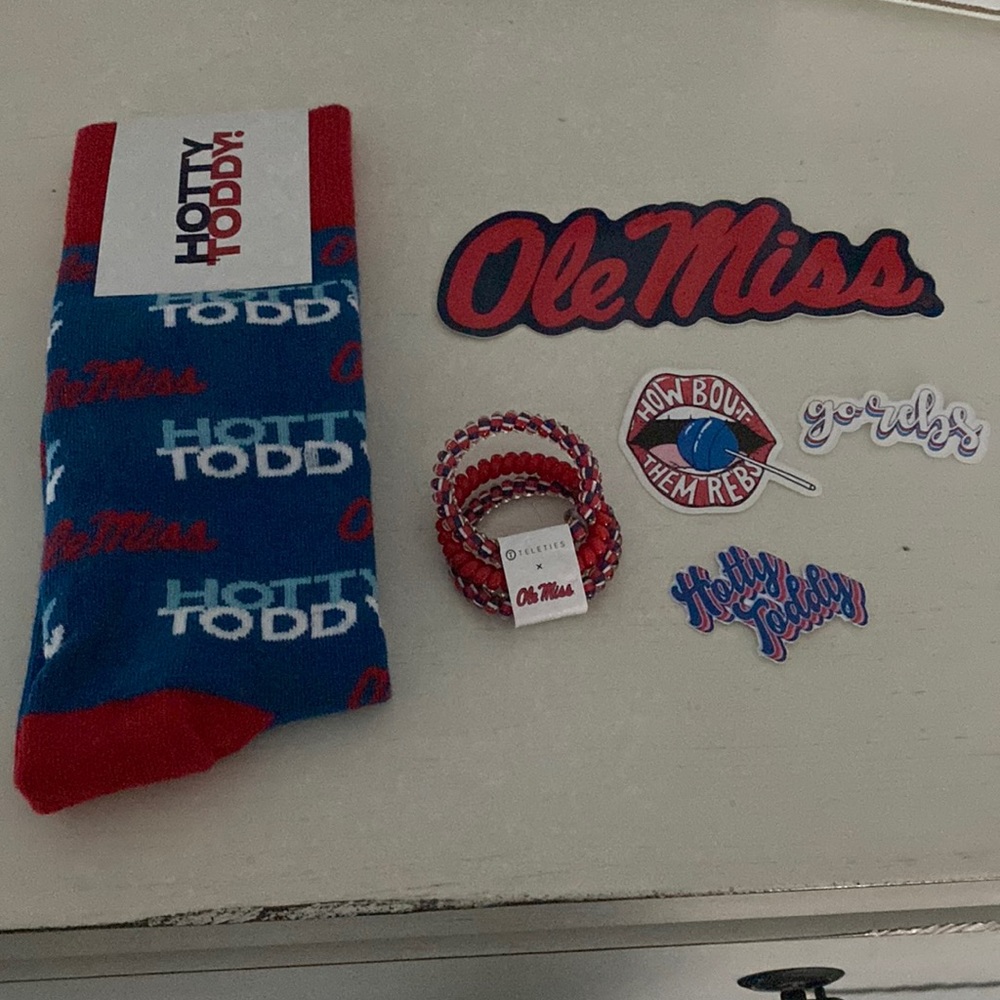 Ole Miss stickers, teleties and socks!